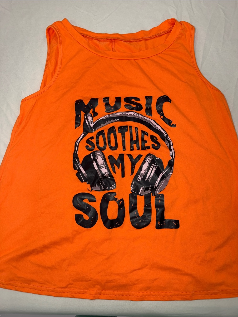 Bright Orange - "Music Soothes My Soul" tank and gym leggings - 2 gym set  large